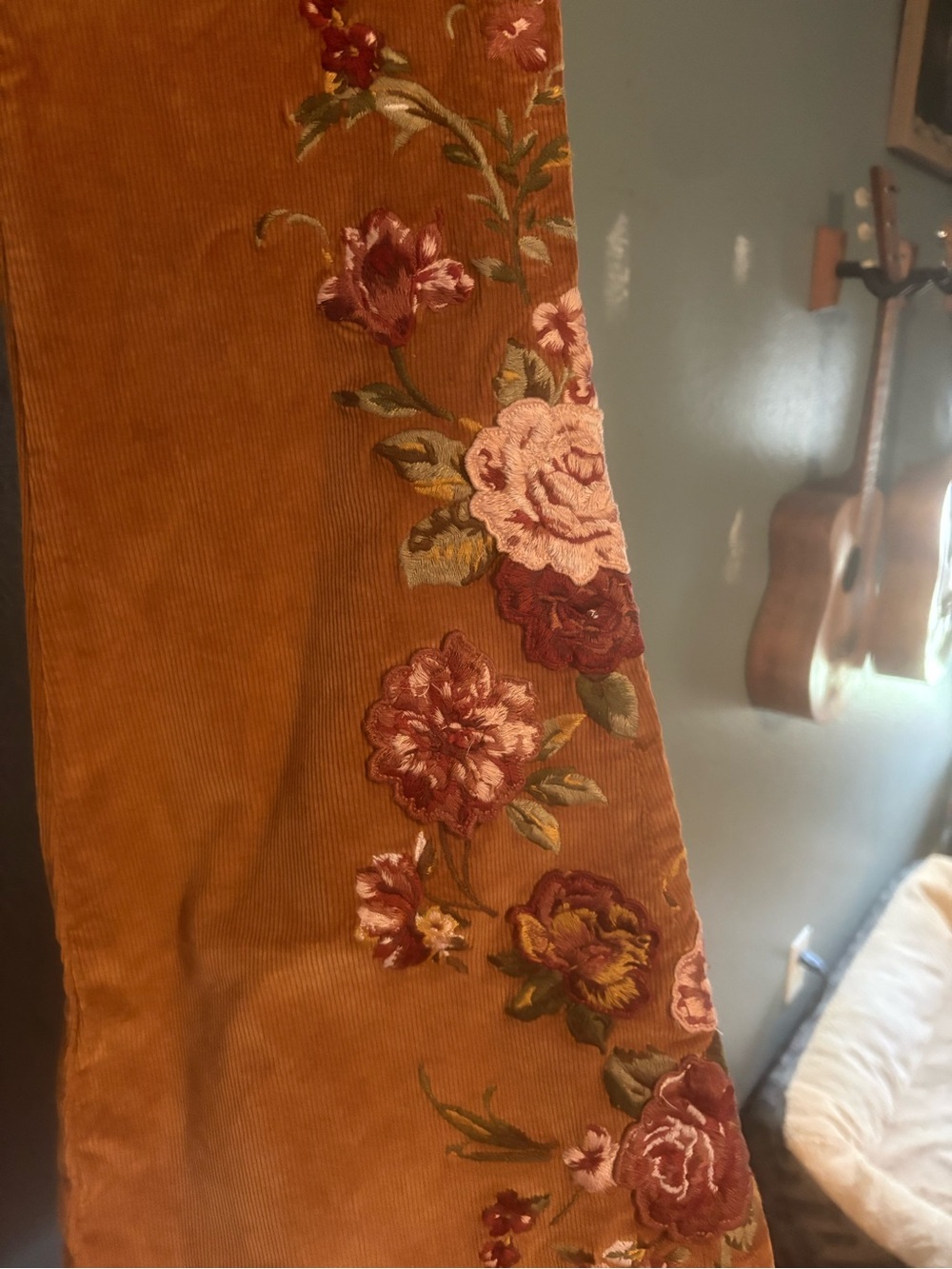 NWT Driftwood/Free People Embroidered Corduroy pants - Picture 2 of 7